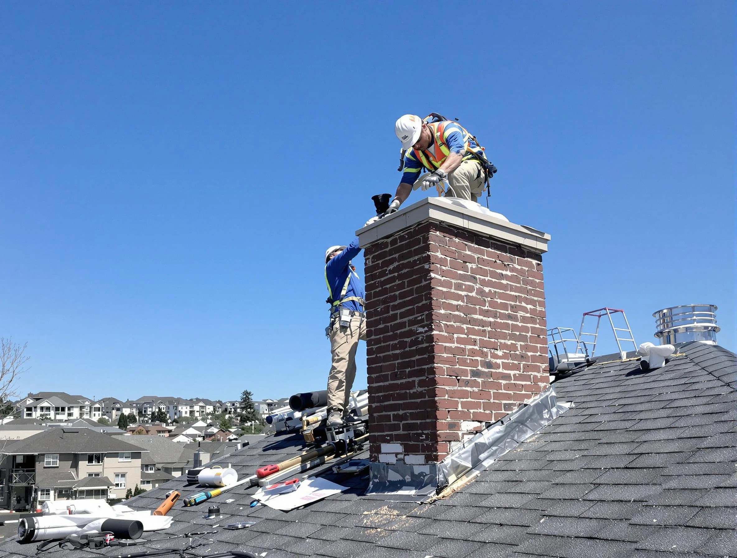 Bernalillo Chimney Sweep repairing a chimney crown in Bernalillo, NM