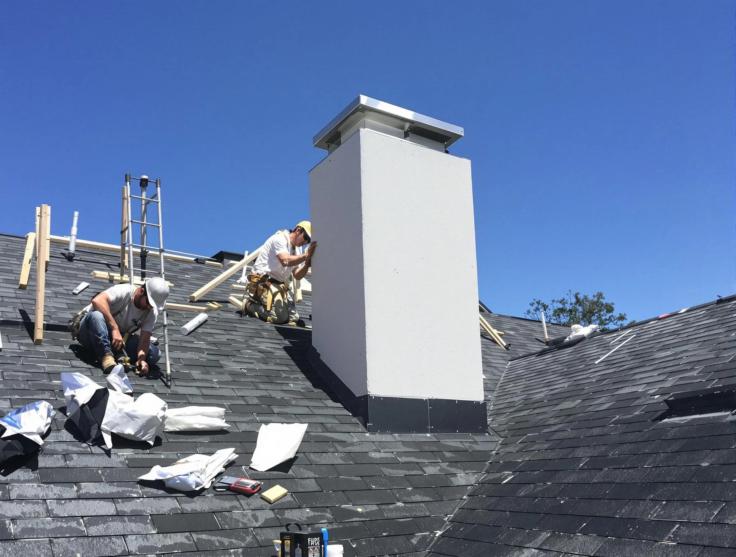 Bernalillo Chimney Sweep crew installing a new chimney in Bernalillo, NM