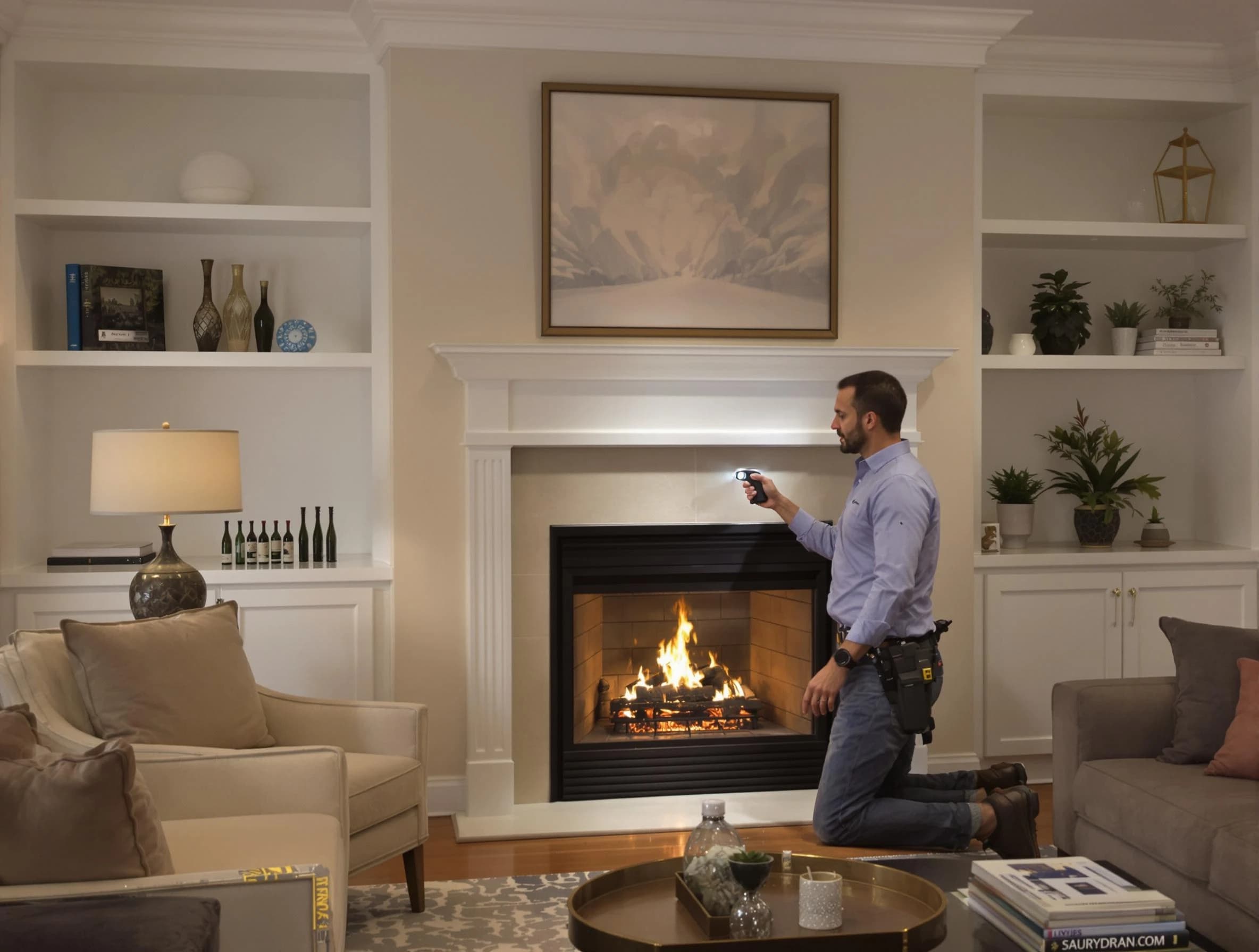 Bernalillo Chimney Sweep conducting a fireplace safety inspection in Bernalillo, NM