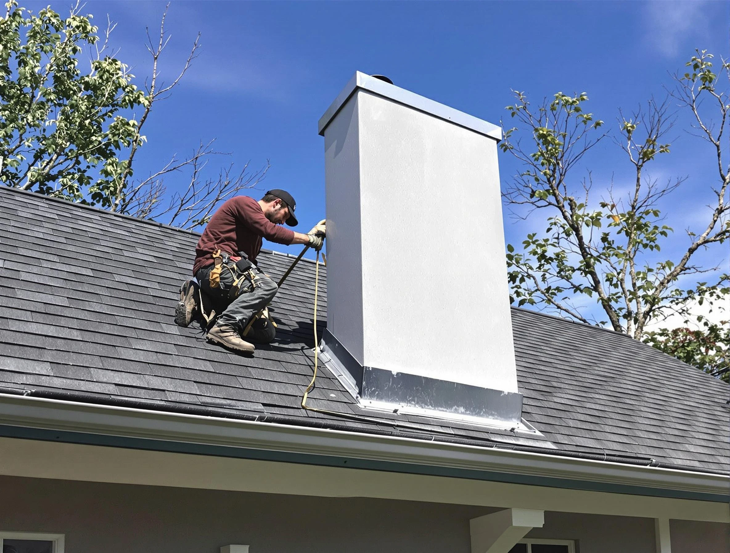 Bernalillo Chimney Sweep team member finishing chimney construction in Bernalillo, NM