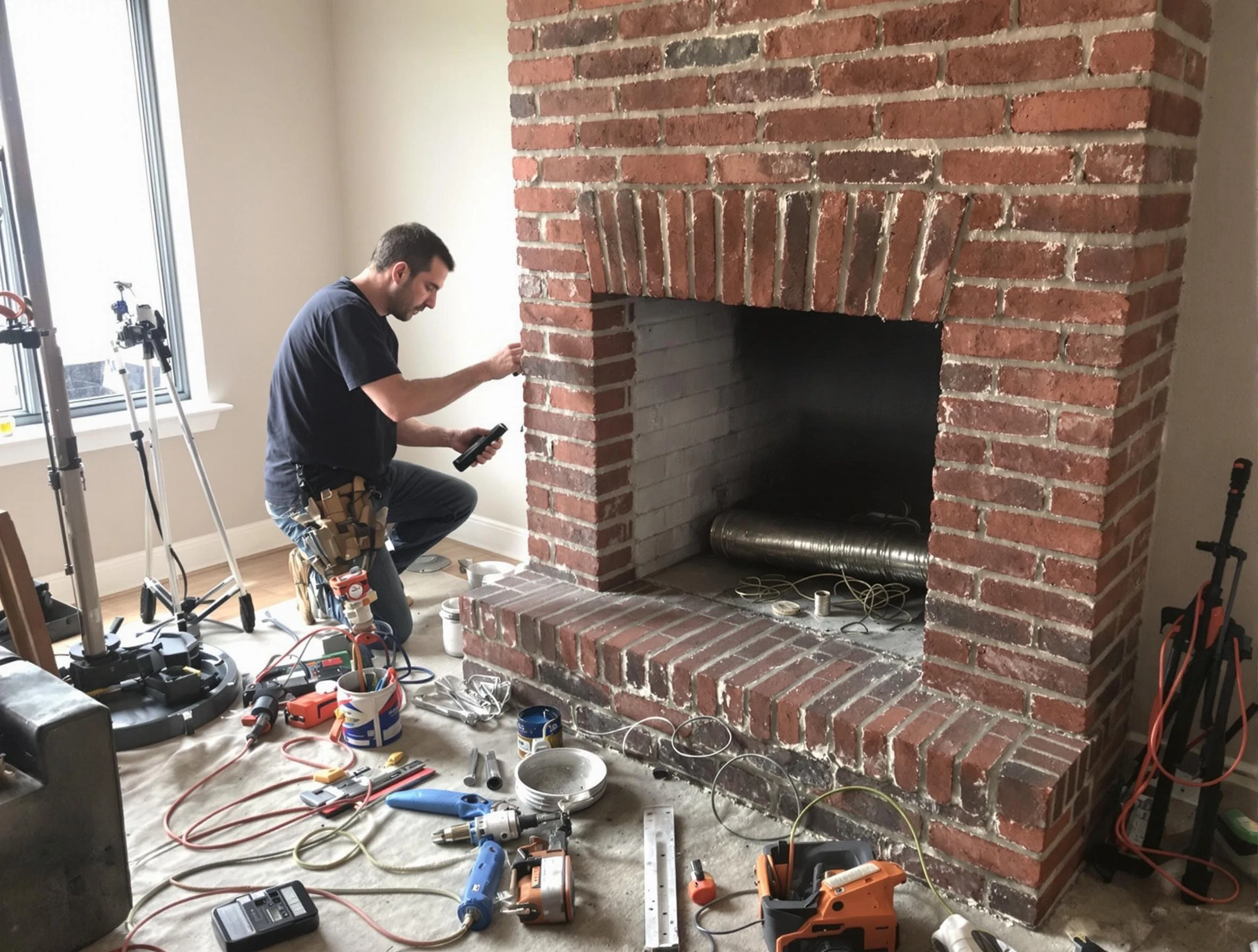 Bernalillo Chimney Sweep specialist finalizing chimney liner service in Bernalillo, NM