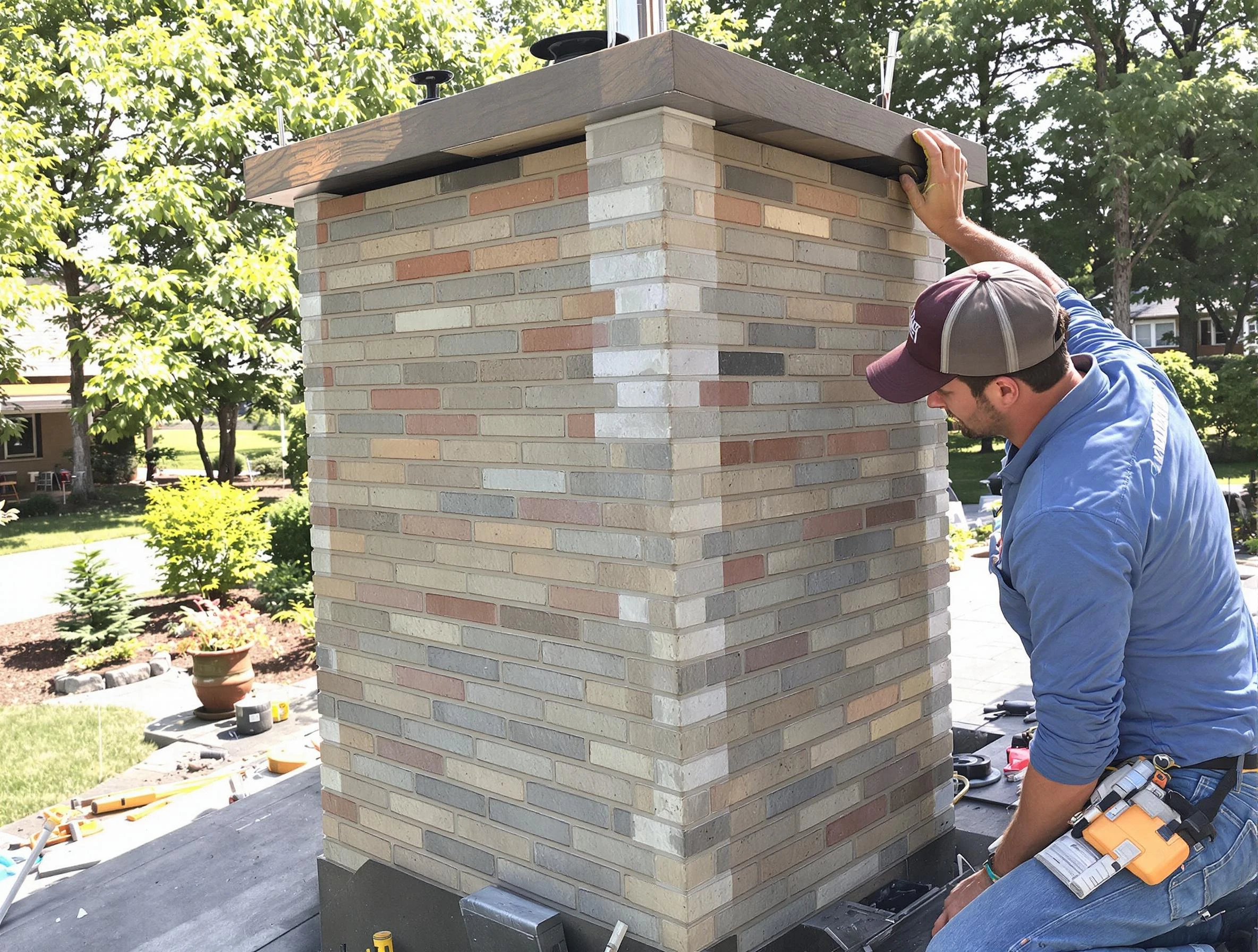Bernalillo Chimney Sweep completing a modern chimney remodel in Bernalillo, NM